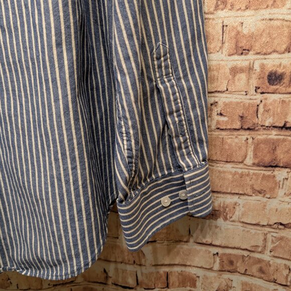 Five Four Long Sleeve Button Down Blue/White Stripe Size 2XL - Picture 11 of 13